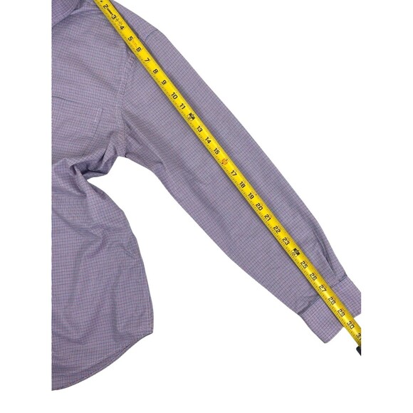 Jos A Banks Executive Tailored Fit Mini Check Blue Plaid LS Cotton Dress Shirt M - Picture 6 of 8